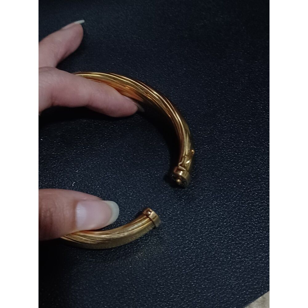 VERONESE Gold Over 925 Sterling Italy Twisted Cable Hinged Bangle Bracelet - Picture 2 of 5